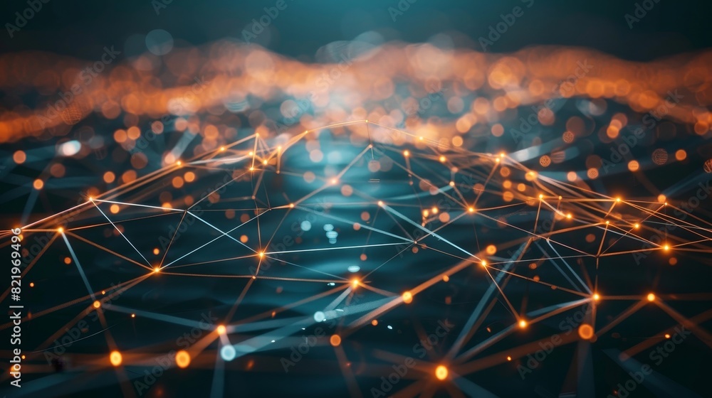 Poster connecting points and lines in a network. data technology. digital background. a 3d rendering.