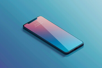 Vector illustration of a smartphone isolated on blue gradient background Realistic illustration of a cell phone  