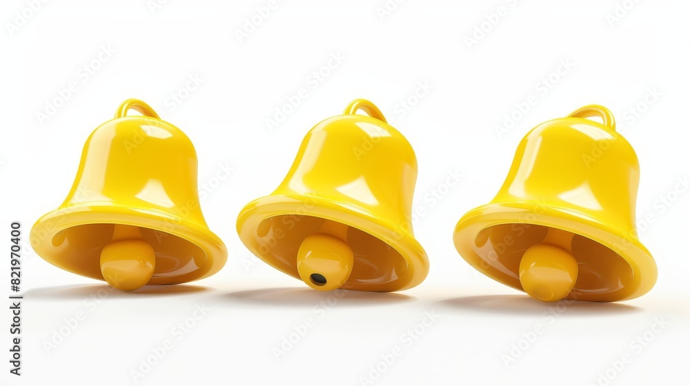 Poster this 3d notification bell icon set was rendered in 3d as a yellow ringing bell with a message that r