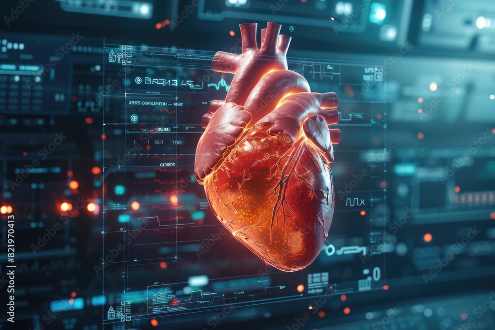 Aufkleber a human heart displayed on a computer screen. suitable for medical concepts