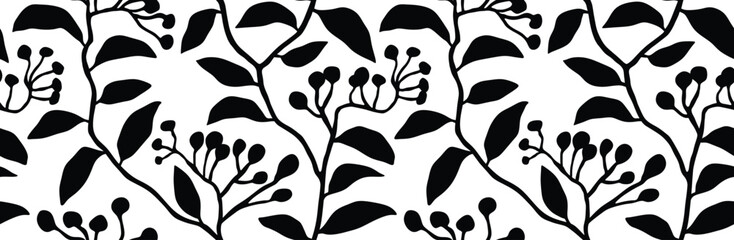 Abstract organic floral leaf shapes seamless pattern.