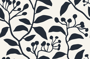 abstract floral leaves seamless pattern.