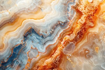 Close up of vibrant orange and blue marble surface. Ideal for background or texture use