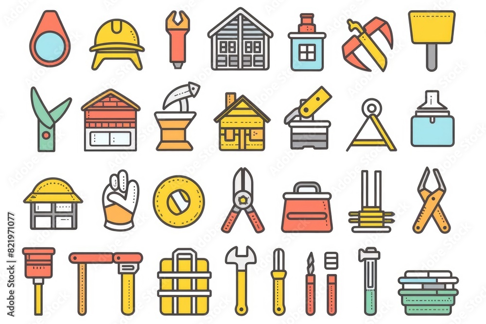 Poster a collection of various construction related icons. perfect for illustrating construction projects