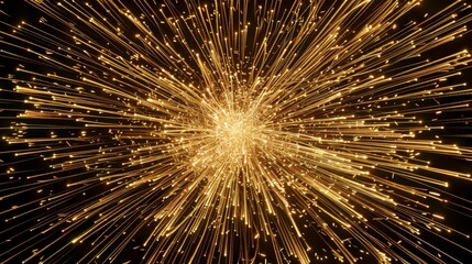 An isolated gold firework illustration with thin strokes and a transparent background. This design can be used for overlays, montage, texture and other design purposes.