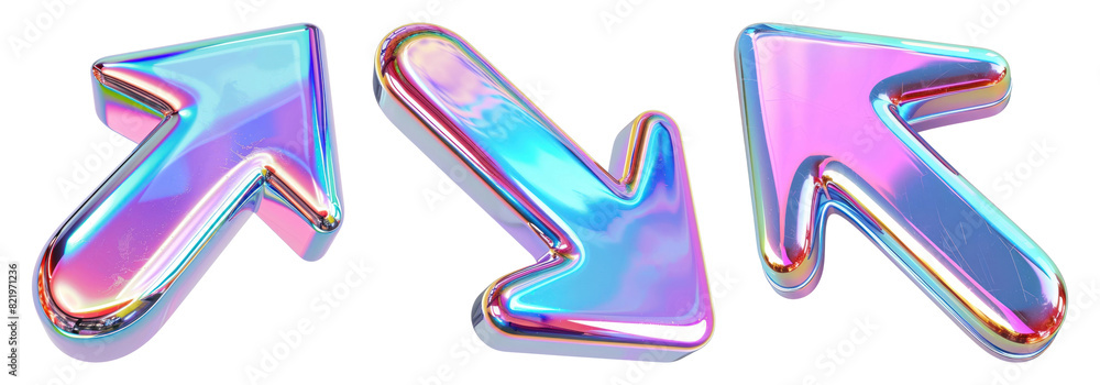 Poster chrome arrow cursor png element set on transparent background