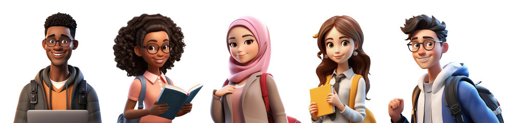 3d students png element set on transparent background © Rawpixel.com