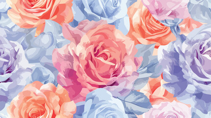 Colorful watercolor rose floral seamless pattern for