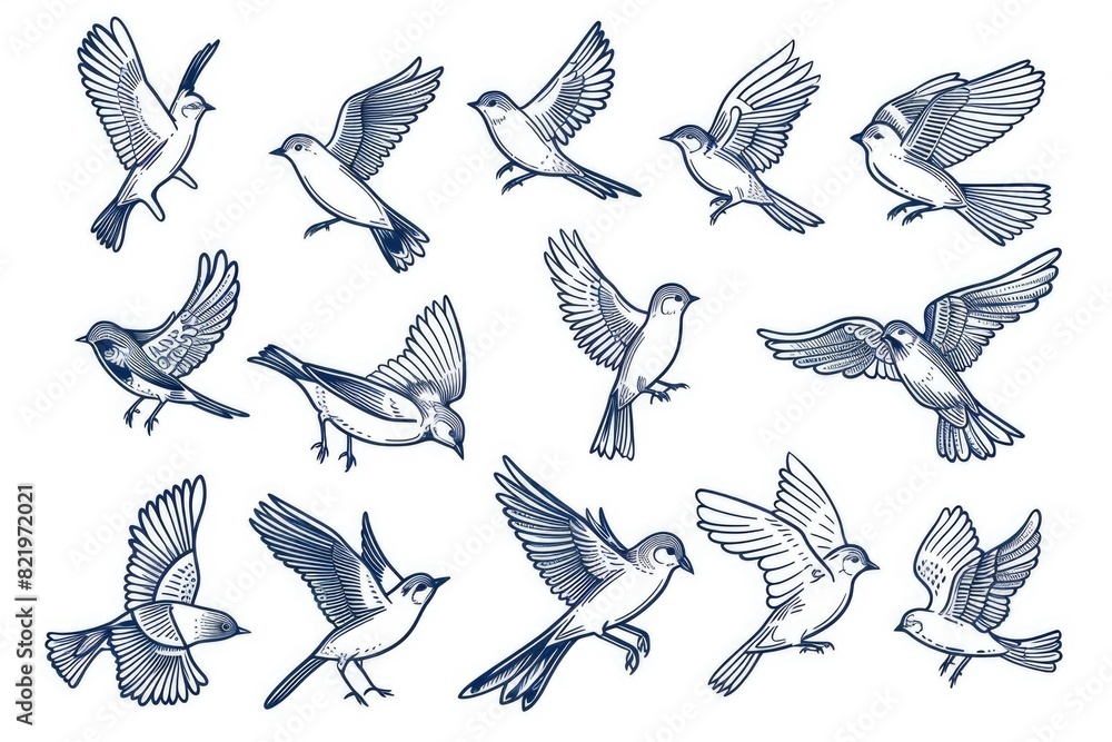 Poster A group of birds soaring through the air. Suitable for nature or freedom concepts