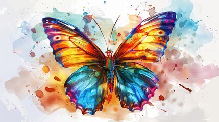 Beautiful watercolor butterfly illustration for a postcard, invitation, greeting card, birthday, souvenir, wedding, or other special occasion.