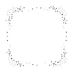 Obraz premium Dense black dots. Small circle frame with dense black dots on white background. Vector illustration. 