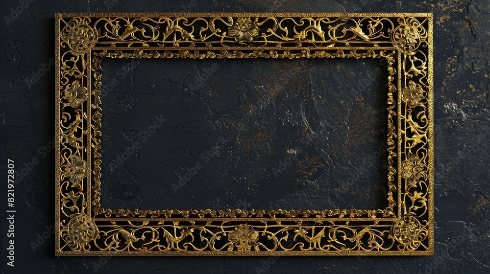 Poster png with transparent background and rectangle subtle gold frame for web presentations.