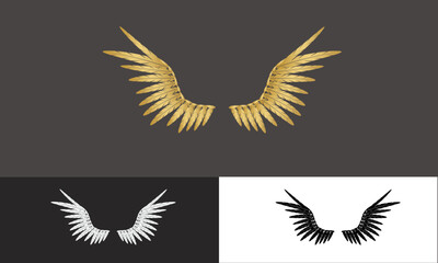 Vector Illustration Geometric Realistic Wings Angle 3 colors