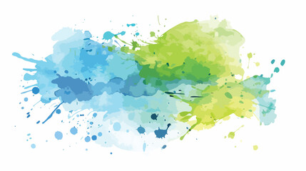 Watercolor background blue and green spot splash. 