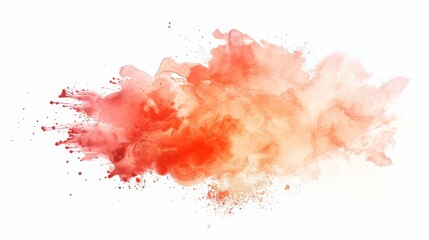 An abstract watercolor painting of coral and peaches splashed on a transparent background.