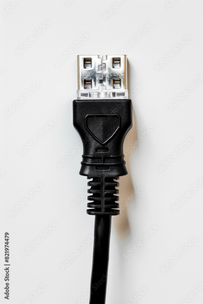 Poster detailed close up of a black and white cable. suitable for tech and connectivity concepts