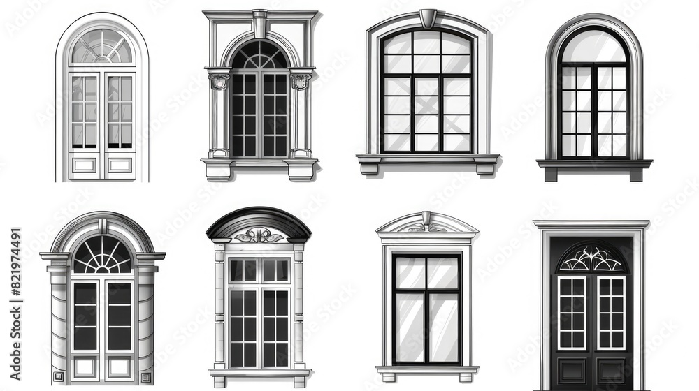 Canvas Prints A set of six different types of windows. Ideal for architectural designs