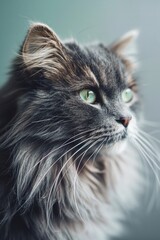 A close-up shot of a cat with striking green eyes, perfect for pet-related designs