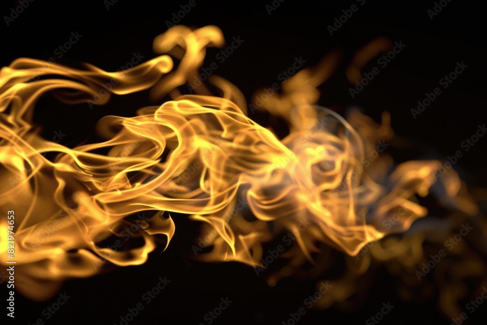 Poster A close-up view of a fiery flame on a dark black backdrop. Perfect for adding warmth and intensity to any project