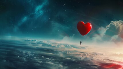 As Mother's Day approaches, a celestial duo drifts in the zero gravity environment, embracing a heart-shaped balloon.