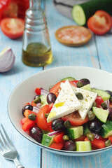 A bowl with traditional Greek salad Horiatiki	