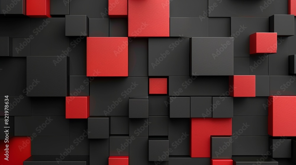 Poster 3d rendering of abstract geometric blocks on a black background