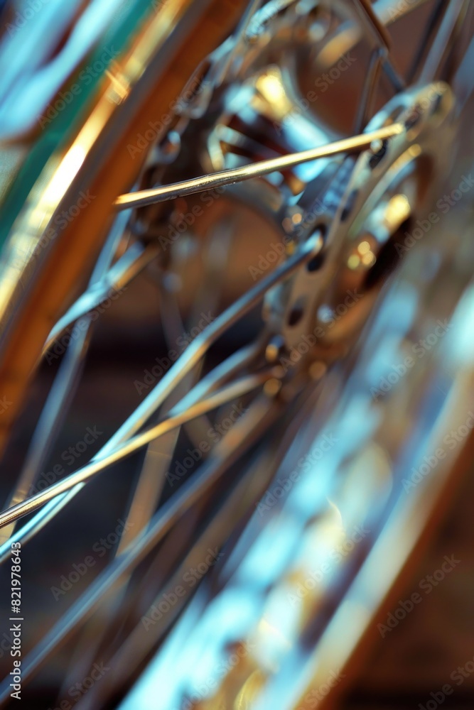 Poster Detailed shot of a bicycle wheel, suitable for various design projects