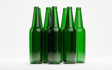 3d render of empty wine beer or liquor glass bottles for packaging industrial or recycle concept