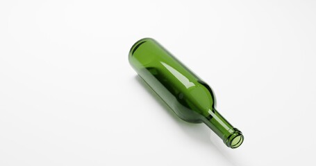3d render of empty wine beer or liquor glass bottles for packaging industrial or recycle concept