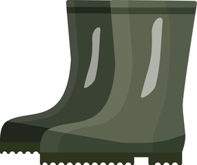 Vector graphic of a pair of green rubber boots for rainy weather
