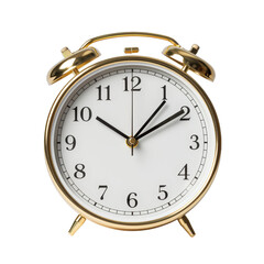 Gold White Alarm Isolated on Transparent Background, PNG, Cut Out.