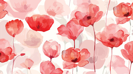 Watercolor pale pink red floral seamless pattern pape