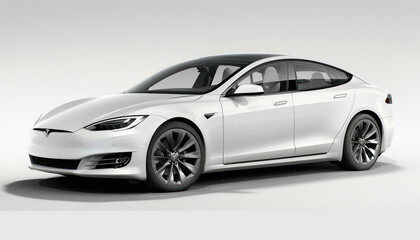 Obraz premium White city car standing on white background