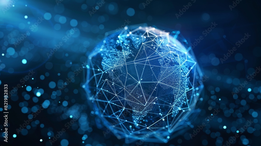 Poster wireframe technology sphere with connecting points and lines. data visualization in 3d.