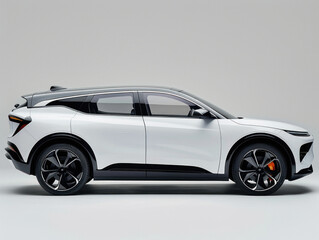 Obraz premium White city car standing on white background