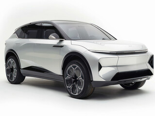 Fototapeta premium White city car standing on white background