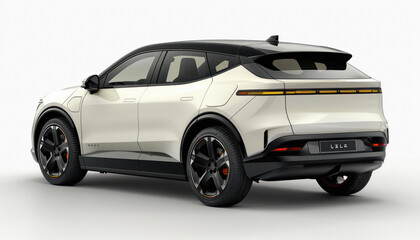 White city car standing on white background