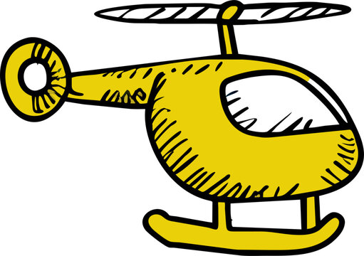 recommend clip art: helicopter consistent outline , hand drawn illustration, icon uneven fill