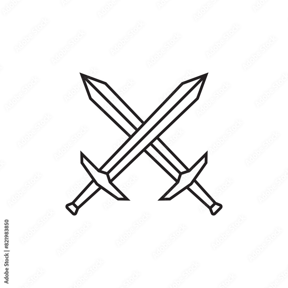Poster Sword icon vector design concept isolated on white background