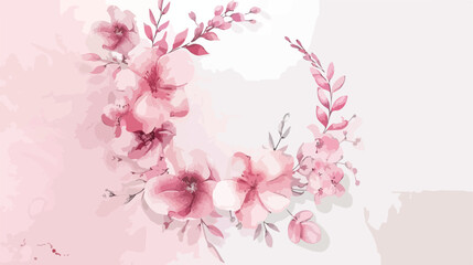 Cute pink floral watercolor wreath for wedding birthd
