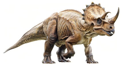 Fototapeta premium Clipped image of a triceratops dinosaur on a white background