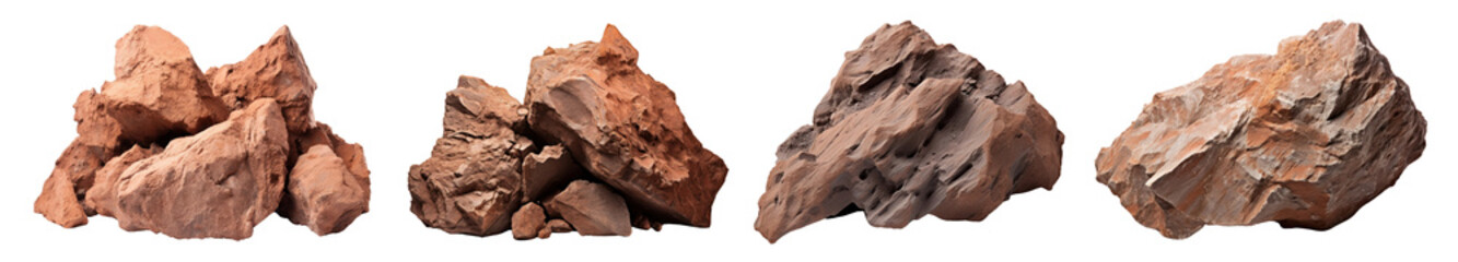 Obraz premium Rock stone png element set on transparent background