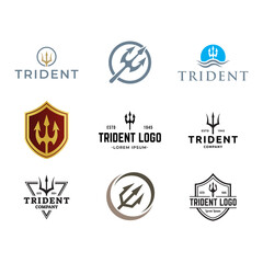 Set of Trident logo vector design concept isolated on white background