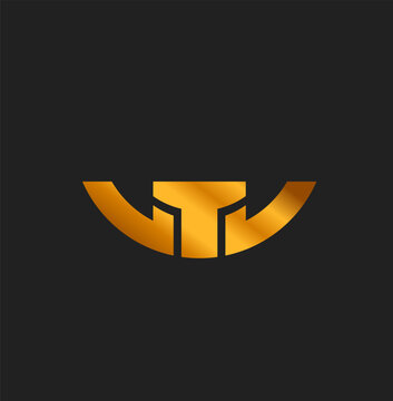 VTJ barnd name initial golden letters icon. Art work