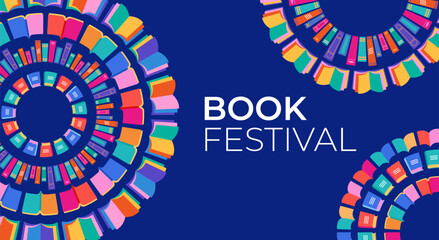 Book festival, books sale, back to school concept design. Colorful vector design and illustrations