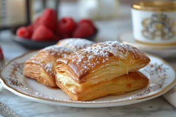 Sfogliatella: A flaky pastry with a creamy ricotta filling, dusted with powdered sugar.