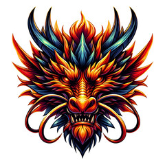 Naklejka premium dragon head illustration, dragon head mascot with sharp colors