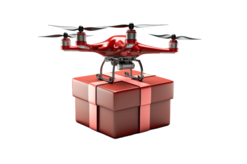 The Majestic Flight of the Red Box and Remote on a Clear PNG or White Background.