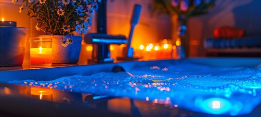 Modern bathroom design with built in led lighting and luxurious hydro massage bathtub