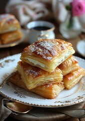 Sfogliatella: A flaky pastry with a creamy ricotta filling, dusted with powdered sugar.
